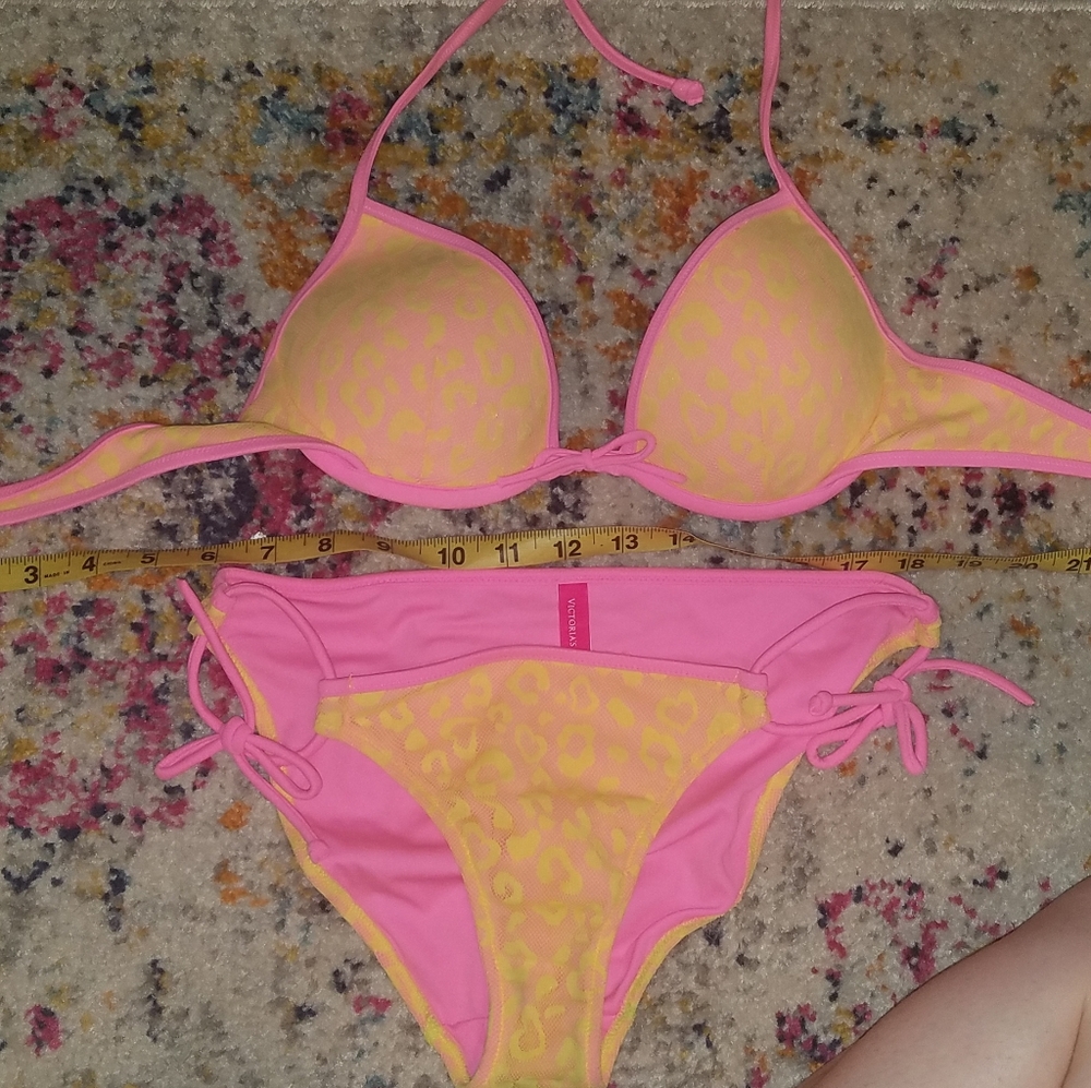 Victoria's secret neon animal print halter bikini